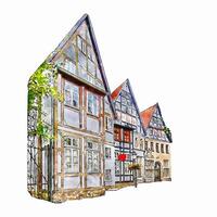 Minden Germany watercolor hand drawn illustration isolated on white background vector