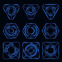 Vector set futuristic frame HUD technology cyberpunk design element.