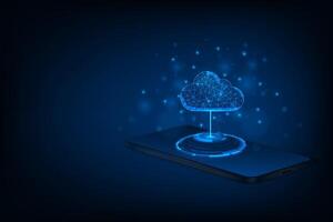 Vector abstract futuristic cloud computing technology with smartphone. Template banner design.