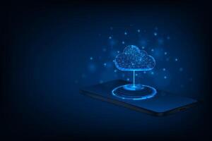 Vector abstract futuristic cloud computing technology with smartphone. Template banner design.