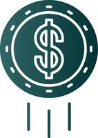 Dollar Coin Glyph Gradient Icon vector