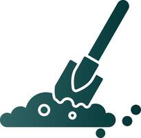 Shovel In Soil Glyph Gradient Icon vector