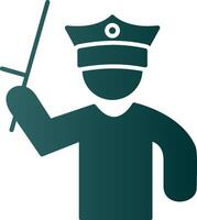 Policeman Holding Stick Glyph Gradient Icon vector