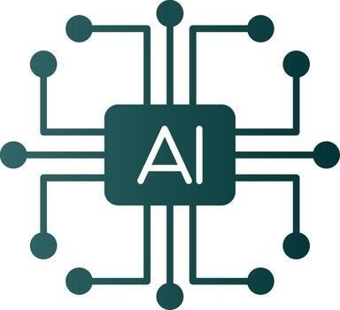 artificial inteligencia glifo degradado icono vector