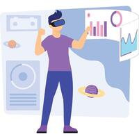 Man exploring metaverse system Illustration vector