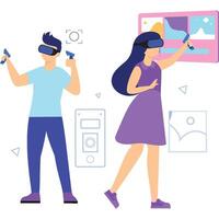 Pareja utilizando vr herramientas ilustración vector