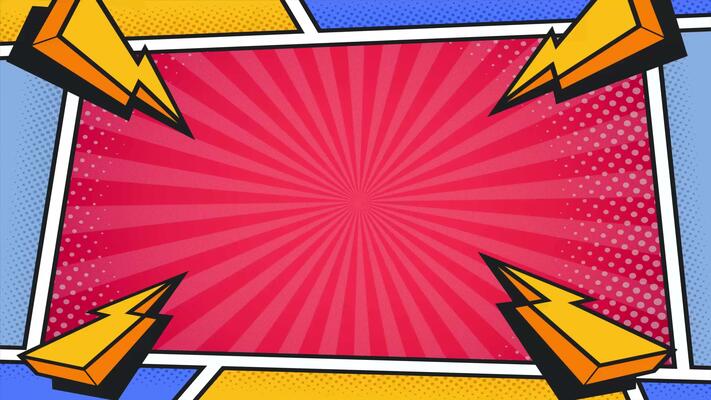 Comic background animation, expression balloon pop art style 4k video  Animation, 4k animated radial rays and dots pattern, Motion graphics and  digital composition, vintage pop art background.