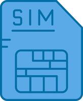 sim azul línea lleno icono vector