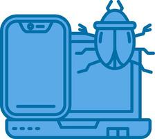 Bug Blue Line Filled Icon vector