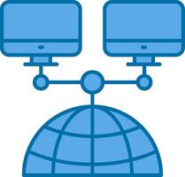 Network Blue Line Filled Icon vector