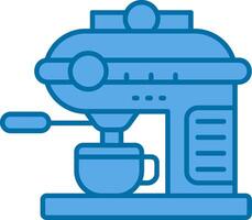 café máquina azul línea lleno icono vector