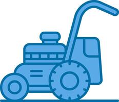 Mower Blue Line Filled Icon vector