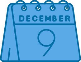 9th of December Blue Line Filled Icon vector