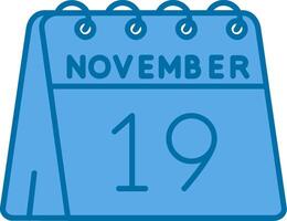 19th of November Blue Line Filled Icon vector