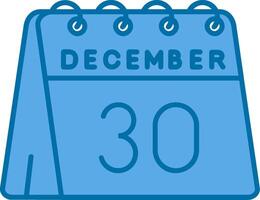 30th of December Blue Line Filled Icon vector