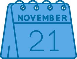 21st of November Blue Line Filled Icon vector