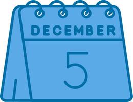 5th of December Blue Line Filled Icon vector