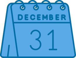 31st of December Blue Line Filled Icon vector