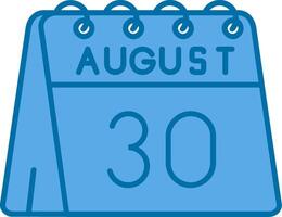 30th of August Blue Line Filled Icon vector