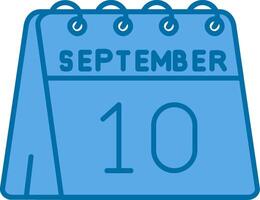 10th of September Blue Line Filled Icon vector