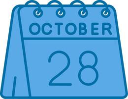 28th of October Blue Line Filled Icon vector