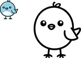 Coloring book with cute bird, vector illustration.