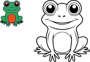 Coloring book king frog cartoon vector