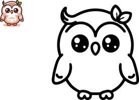 Illustration of Cartoon owl, Coloring book vector