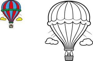 Air balloon. Coloring book page. Cartoon vector illustration.