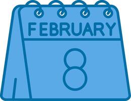 8th of February Blue Line Filled Icon vector