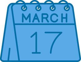 17 de marzo azul línea lleno icono vector