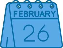 26th of February Blue Line Filled Icon vector