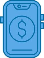 Dollar Blue Line Filled Icon vector
