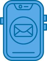 Email Blue Line Filled Icon vector