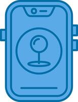 Pin Blue Line Filled Icon vector