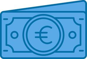 euro azul línea lleno icono vector