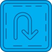 U turn Blue Line Filled Icon vector