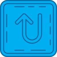 U turn Blue Line Filled Icon vector