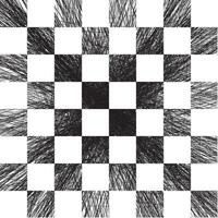 Random Black Sketched  Lines Chessboard Seamless Pattern vector