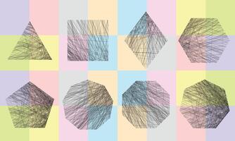 Random Sketched Lines Textured Polygons Set vector