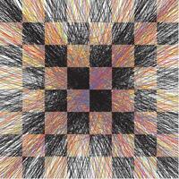 Random Black And Colored Sketched  Lines Chessboard Seamless Pattern vector