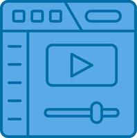 Video player Blue Line Filled Icon vector