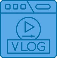 Vlog Blue Line Filled Icon vector