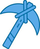 Pickaxe Blue Line Filled Icon vector