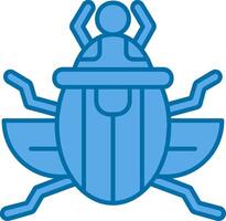 escarabajo azul línea lleno icono vector