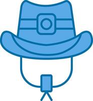 vaquero sombrero azul línea lleno icono vector