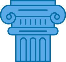 Pillar Blue Line Filled Icon vector