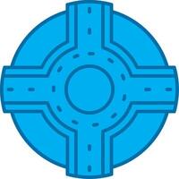 Roundabout Blue Line Filled Icon vector