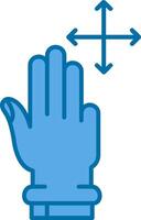 Three Fingers Move Blue Line Filled Icon vector