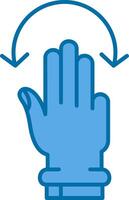 Three Fingers Rotate Blue Line Filled Icon vector